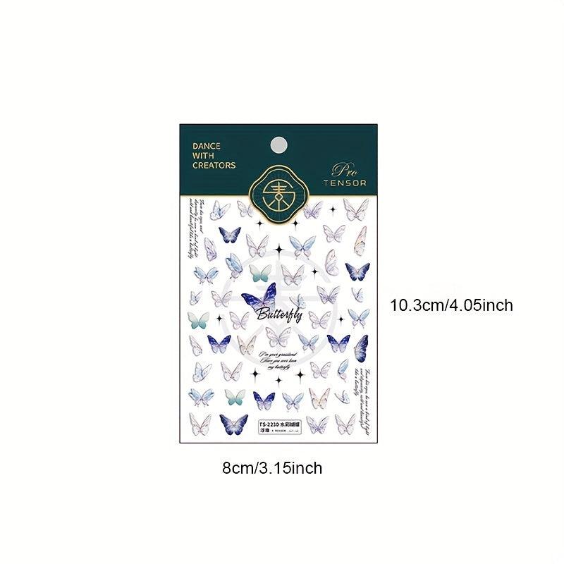 Butterfly Art Stickers Holographic 5D Engraved Nail Self Adhesive Sticker