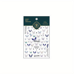 Butterfly Art Stickers Holographic 5D Engraved Nail Self Adhesive Sticker