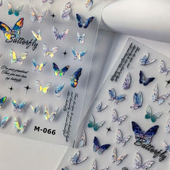 Butterfly Art Stickers Holographic 5D Engraved Nail Self Adhesive Sticker