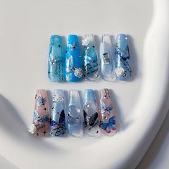 Butterfly Art Stickers Holographic 5D Engraved Nail Self Adhesive Sticker