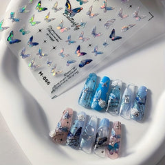 Butterfly Art Stickers Holographic 5D Engraved Nail Self Adhesive Sticker