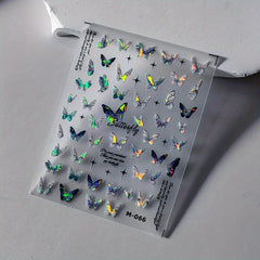 Butterfly Art Stickers Holographic 5D Engraved Nail Self Adhesive Sticker