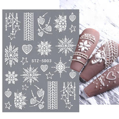3D Embossed Christmas Snowflake Nail Art Stickers Decals