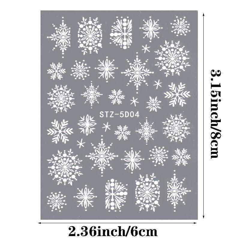 3D Embossed Christmas Snowflake Nail Art Stickers Decals