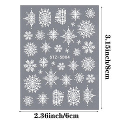 3D Embossed Christmas Snowflake Nail Art Stickers Decals