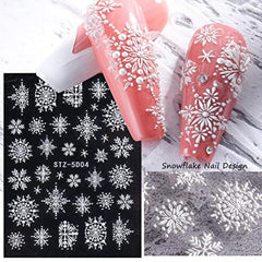 3D Embossed Christmas Snowflake Nail Art Stickers Decals