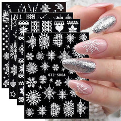 3D Embossed Christmas Snowflake Nail Art Stickers Decals