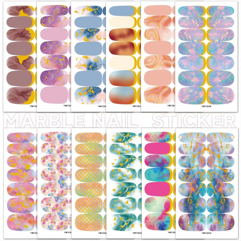 Marble Pattern Nail Stickers Long Lasting Decals
