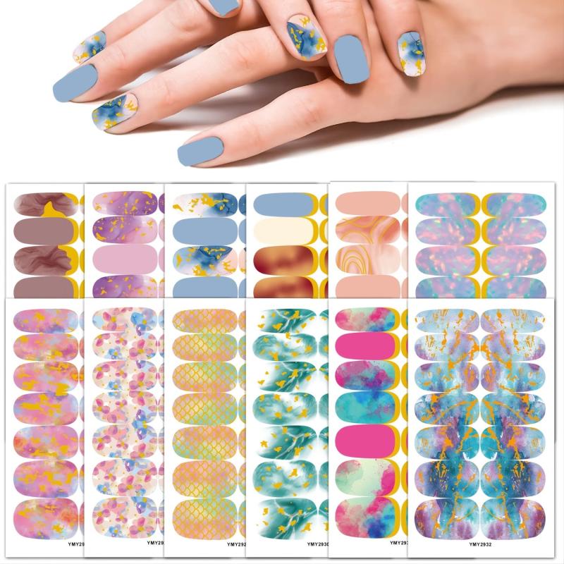 Marble Pattern Nail Stickers Long Lasting Decals