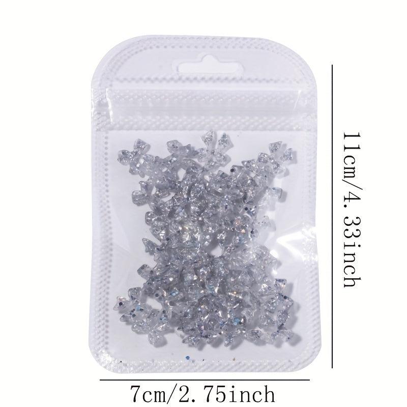50pcs Luminous Resin Nail Art Charms 3D Florescent Rose Butterfly Bow