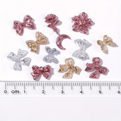 50pcs Luminous Resin Nail Art Charms 3D Florescent Rose Butterfly Bow