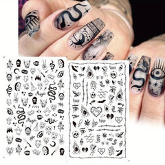4pcs Halloween Nail Art Stickers Scar Skull Ghost Clown Nail Decals