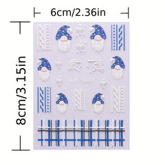 5D Christmas Nail Art Stickers Santa Snowflake Gift Decals Self Adhesive