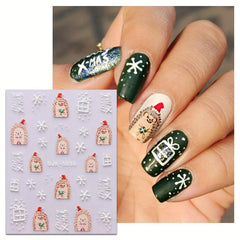5D Christmas Nail Art Stickers Santa Snowflake Gift Decals Self Adhesive