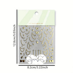 Golden Bronzing Chain Crown Star Nail Art Stickers Self Adhesive Nail Art Decals