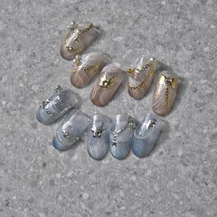 Golden Bronzing Chain Crown Star Nail Art Stickers Self Adhesive Nail Art Decals
