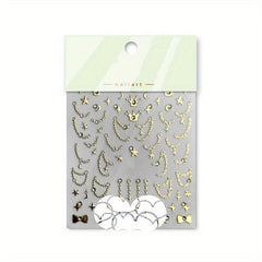 Golden Bronzing Chain Crown Star Nail Art Stickers Self Adhesive Nail Art Decals
