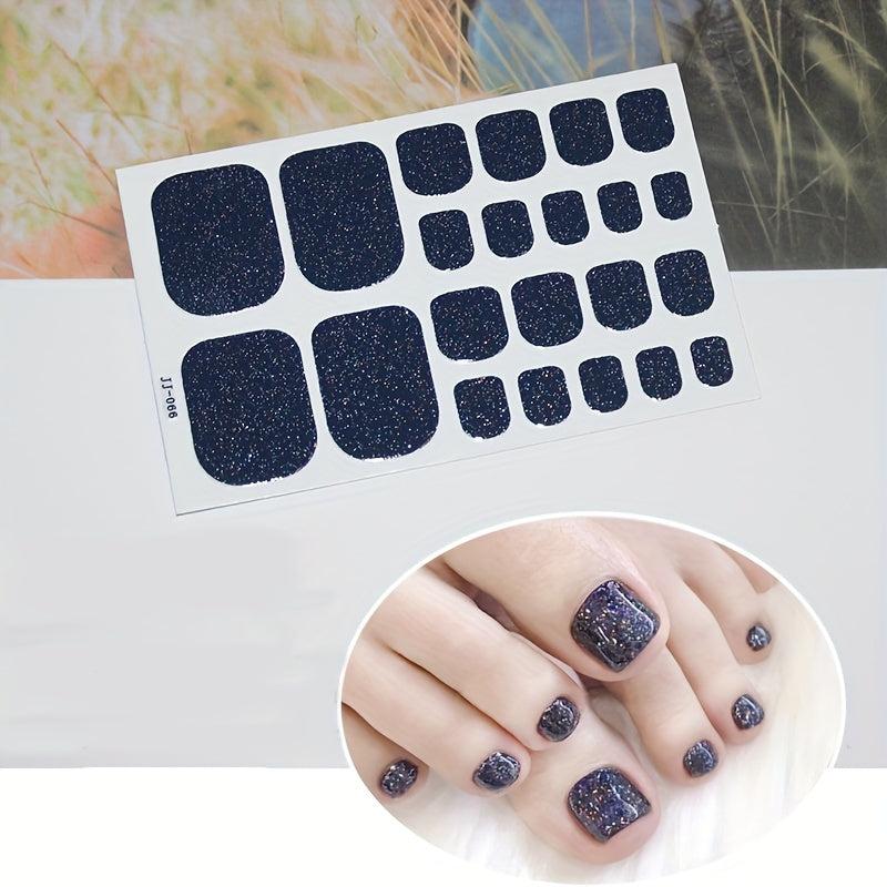 Glitter Toe Nail Wraps Self Adhesive Stickers - Sparkle and Style for Manicure