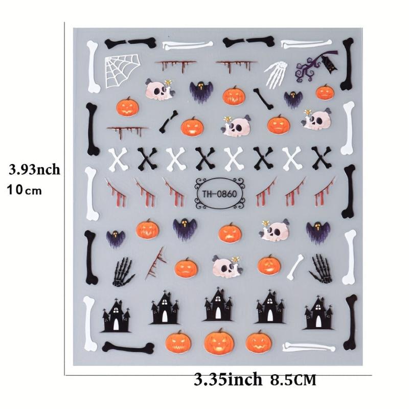 Halloween Nail Art Stickers Pumpkin Spider Skull