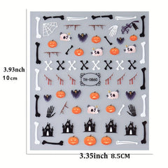 Halloween Nail Art Stickers Pumpkin Spider Skull