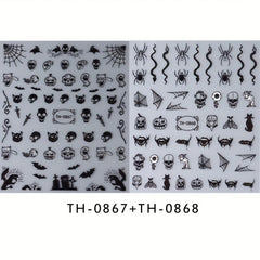 Halloween Nail Art Stickers Pumpkin Spider Skull