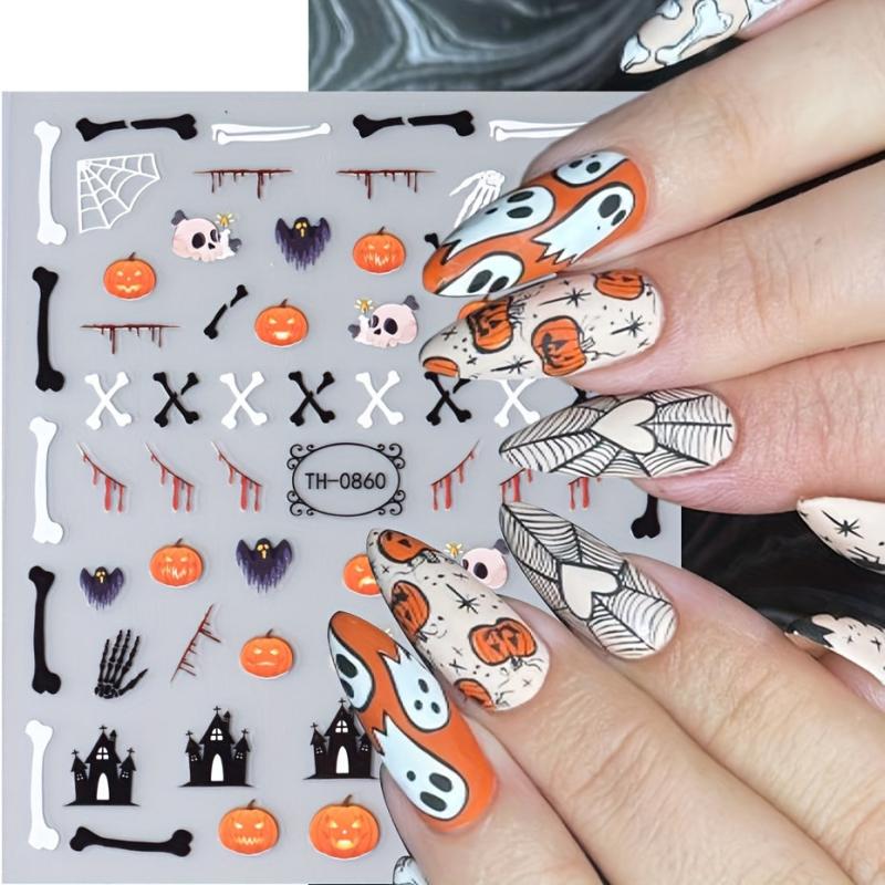 Halloween Nail Art Stickers Pumpkin Spider Skull