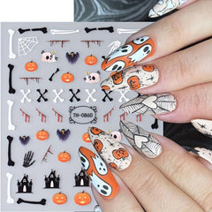 Halloween Nail Art Stickers Pumpkin Spider Skull