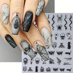 Halloween Nail Art Stickers Pumpkin Spider Skull