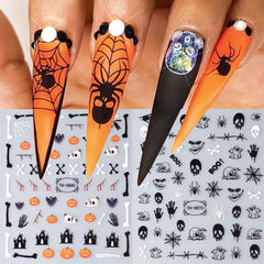 Halloween Nail Art Stickers Pumpkin Spider Skull