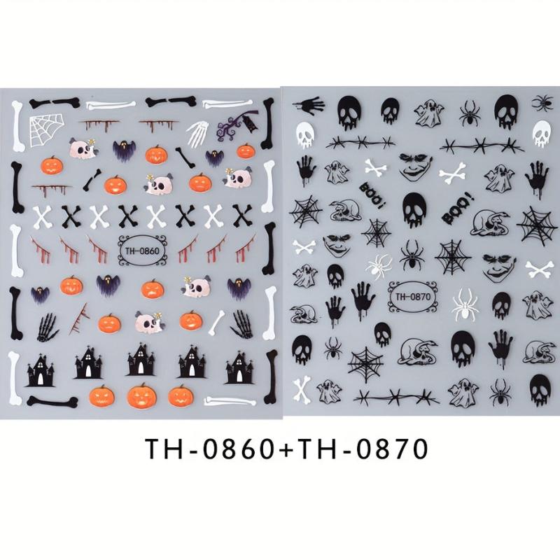 Halloween Nail Art Stickers Pumpkin Spider Skull