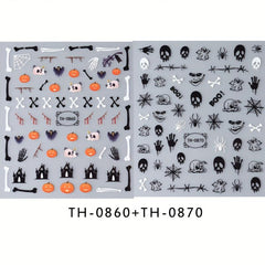 Halloween Nail Art Stickers Pumpkin Spider Skull