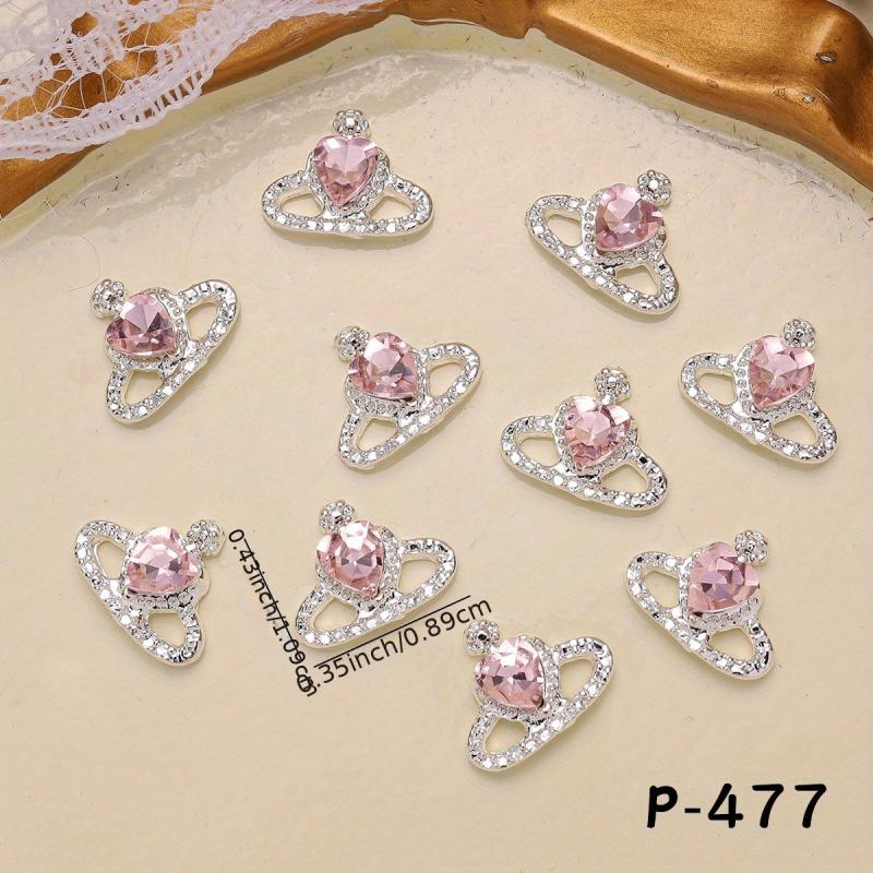 10pcs Crown Nail Art Charms With Rhinestones 3D Alloy Nail Gem Accessories