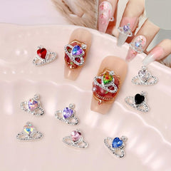 10pcs Crown Nail Art Charms With Rhinestones 3D Alloy Nail Gem Accessories