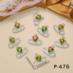 10pcs Crown Nail Art Charms With Rhinestones 3D Alloy Nail Gem Accessories