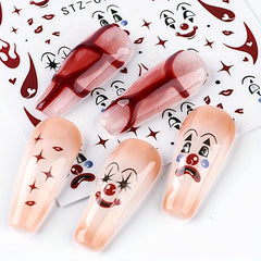 Halloween Nail Stickers Horror Red Bloody Wound Blood Nail Decorations