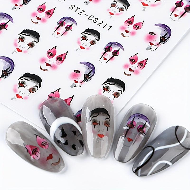 Halloween Nail Stickers Horror Red Bloody Wound Blood Nail Decorations