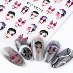 Halloween Nail Stickers Horror Red Bloody Wound Blood Nail Decorations