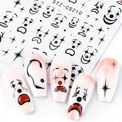 Halloween Nail Stickers Horror Red Bloody Wound Blood Nail Decorations