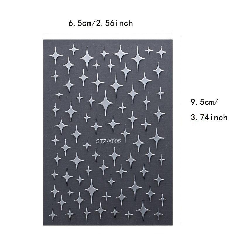 Holographic Stars Nail Art Stickers Decals Glitter Five pointed Star