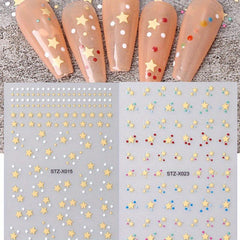 Holographic Stars Nail Art Stickers Decals Glitter Five pointed Star