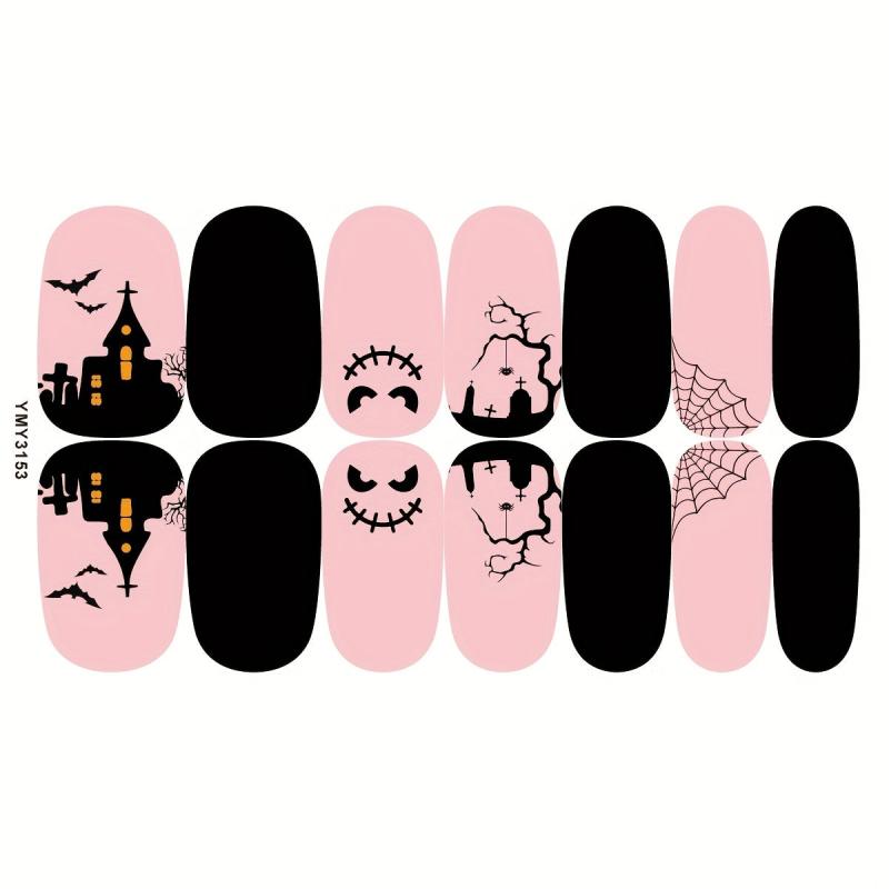 Halloween Nail Polish Stickers Pump Spider Ghost Nail Wraps Cartoon Gel Decals
