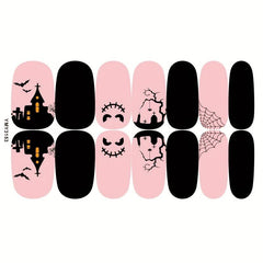 Halloween Nail Polish Stickers Pump Spider Ghost Nail Wraps Cartoon Gel Decals