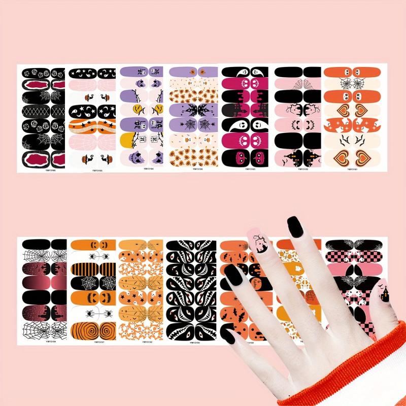 Halloween Nail Polish Stickers Pump Spider Ghost Nail Wraps Cartoon Gel Decals