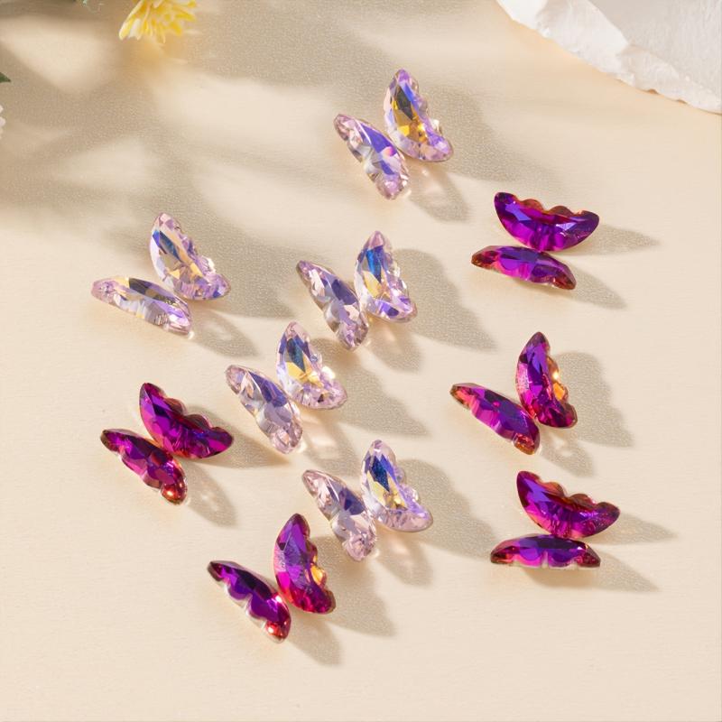 20 Pcs Butterfly Nail Rhinestones DIY Nail Art Accessories