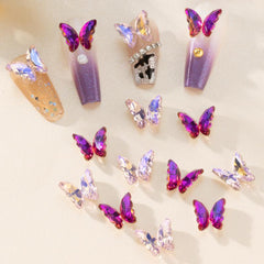 20 Pcs Butterfly Nail Rhinestones DIY Nail Art Accessories