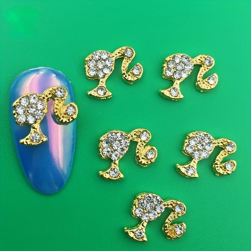 10pcs Head Shape Nail Art Charms 3D Alloy Rhinestones Nail Art Jewelry