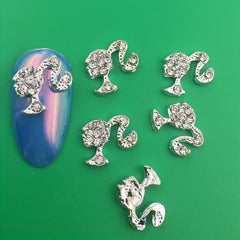 10pcs Head Shape Nail Art Charms 3D Alloy Rhinestones Nail Art Jewelry