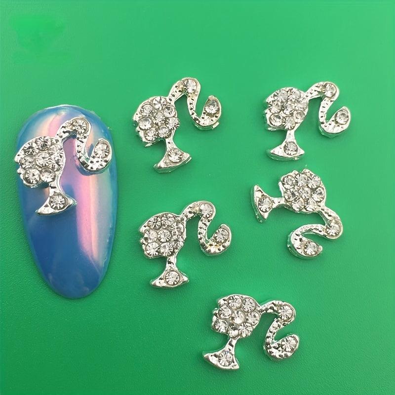 10pcs Head Shape Nail Art Charms 3D Alloy Rhinestones Nail Art Jewelry