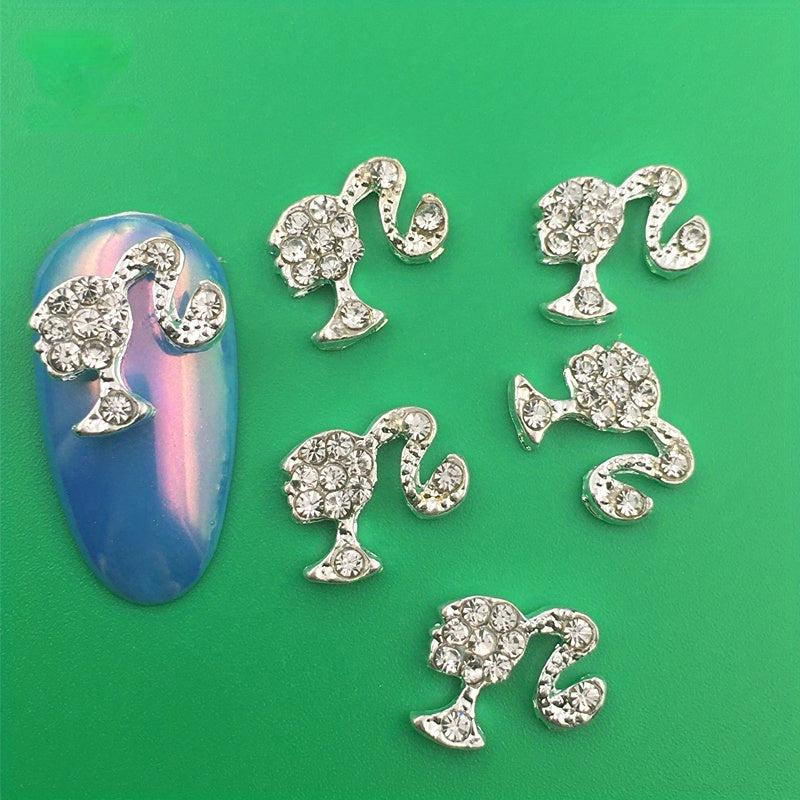 10pcs Head Shape Nail Art Charms 3D Alloy Rhinestones Nail Art Jewelry