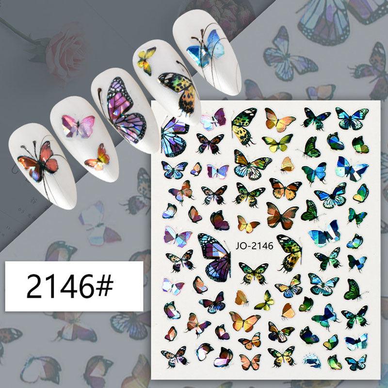 Holographic Purple Butterfly Nail Art Stickers Decals